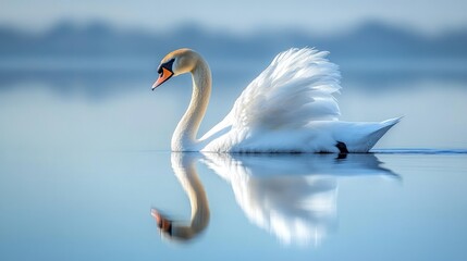 Fototapeta premium Serene Swan Reflection