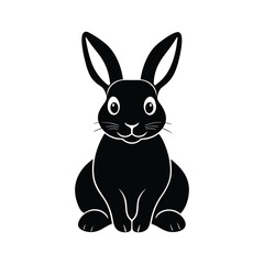 a silhouette of cute rabbit vector art illustration