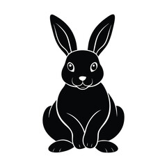 a silhouette of cute rabbit vector art illustration