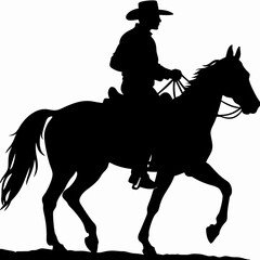 cowboy and cowgirl horse running silhouettes , cowboy riding a running horse, Western riding horse vector illustration, isolated on white background for rodeo western design