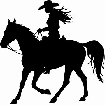 recommend clip art: cowboy and cowgirl horse running silhouettes , cowboy riding a running horse, Western riding horse vector illustration, isolated on white background for rodeo western design