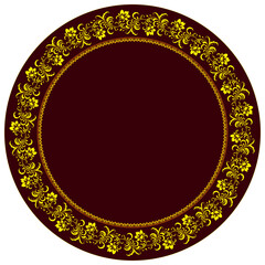 Traditional Slavic Ornament. Template floral border in traditional Old Slavic style.Traditional Slavic folk motif. Vector twig, flower. Round frame