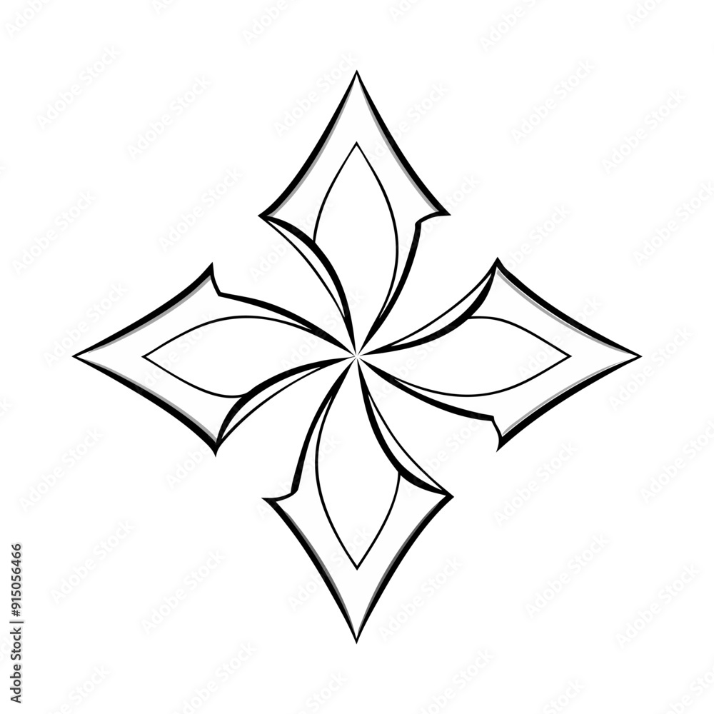 Poster y2k star shape outline vector icon. abstract minimal geometric star icon in trendy retro 2000s style