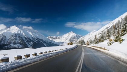Snow-covered mountain pass