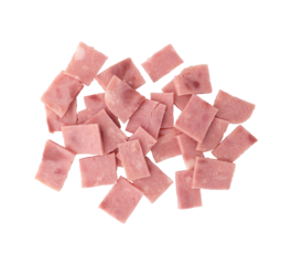 pieces of ham isolated on white background