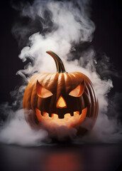 Halloween pumpkin card with white smoke