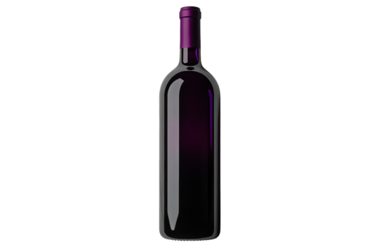 Elegant dark wine bottle with purple cap, isolated on a transparent background. Ideal for wine-related designs, products, and promotional materials. - Powered by Adobe