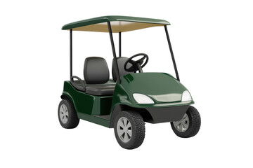 Obraz premium Green golf cart isolated on transparent background. perfect for golfing, transportation, and recreational activities. Ideal for stock photo use.