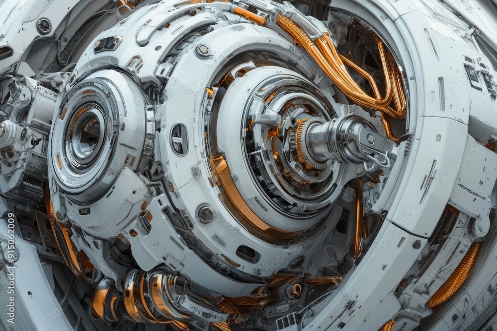 Poster complex robotic core machinery exemplifying high precision and advanced engineering in robotics.