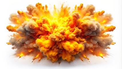 Fototapeta premium 3D Rendered Exploding Fireball - Orange and Brown Smoke with Sparks - Explosion, Fire, Smoke, Impact, Energy
