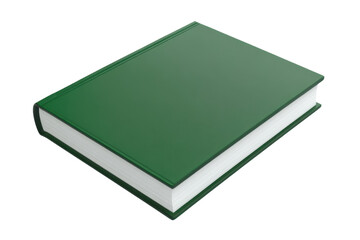 Hardcover green book isolated on transparent background. Perfect for education, learning, reading, and literary topics in various contexts.