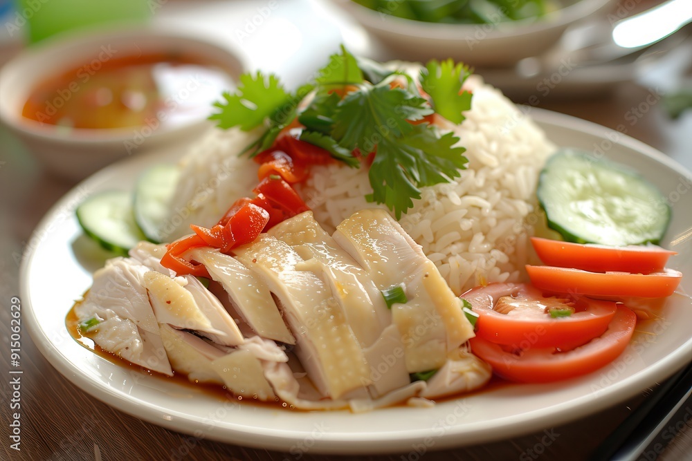 Wall mural Chicken Rice: Authentic Hainanese Dish from Singapore and China