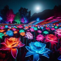Neon Rainbow Night Garden
