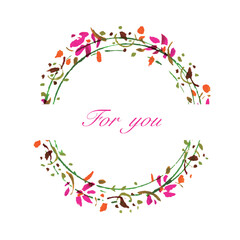 文字スペースのあるピンクの花飾り