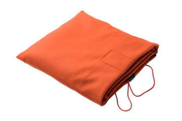 Cozy Orange Blanket Perfect for Camping Adventures in Autumn Evenings on Transparent PNG Background..