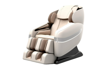 Luxurious Modern Massage Chair Positioned in Bright Living Room During Afternoon Light on Transparent PNG Background..