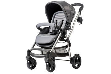 Discovering Everyday Adventures With a Modern Baby Stroller in a Sunny Park Setting on Transparent PNG Background..