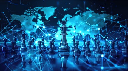 Global Strategy: Chess Pieces on a World Map