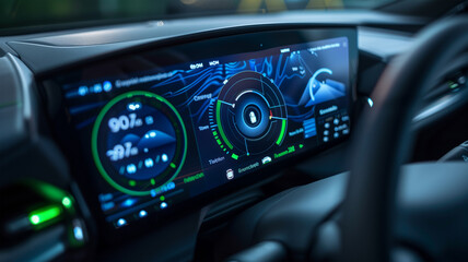 次世代センサーで環境データと効率を表示する電気自動車ダッシュボード
