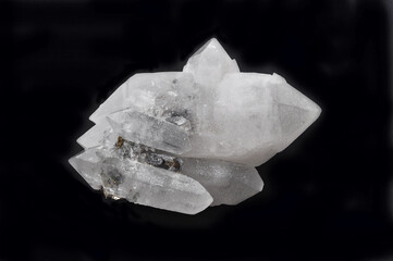 Quartz crystals with two peaks and pyrite