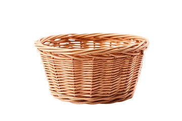 Obraz premium Elegant Woven Basket Captured in Soft Natural Light on a Wooden Surface on Transparent PNG Background..