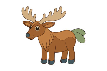 Majestic Moose with Large Antlers Vector Illustration on White Background