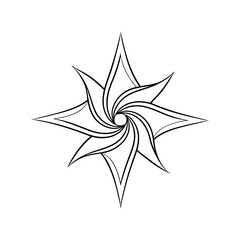 Y2k star shape outline vector icon. Abstract minimal geometric star icon in trendy retro 2000s style. Space cosmos galaxy concept