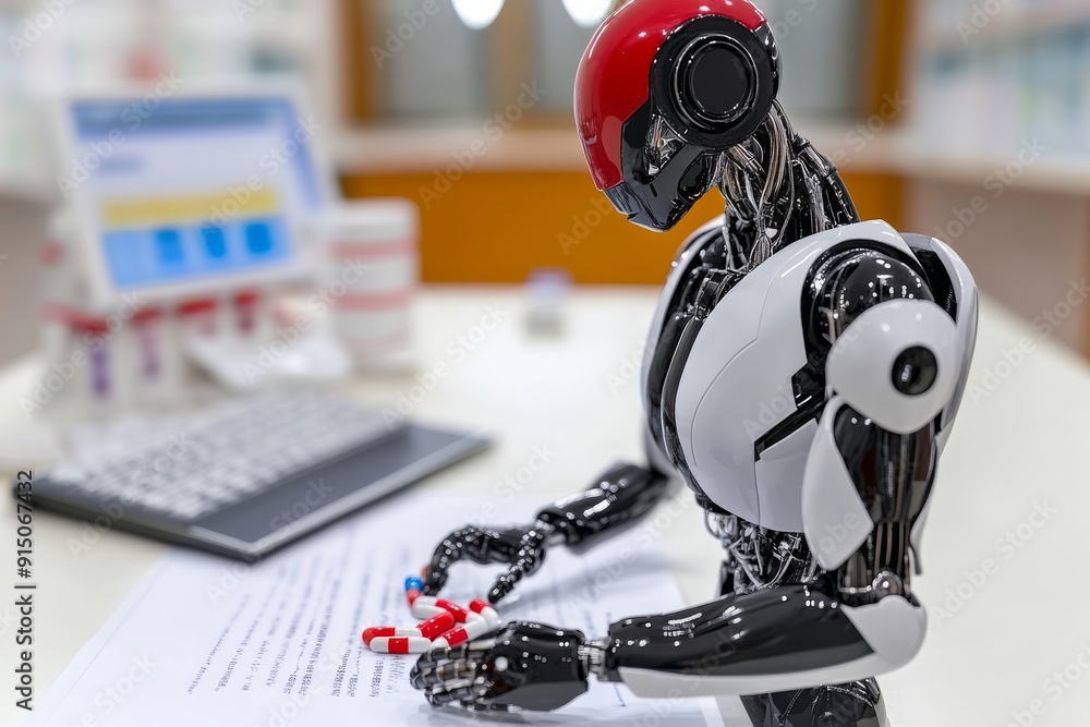 Poster analytical robot studying financial documents integrating artificial intelligence with economic rese