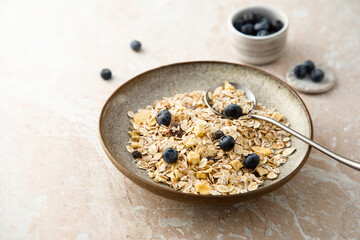 Healthy granola with fresh berries