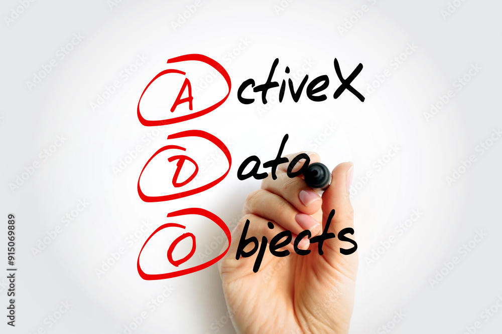 Poster ado - activex data objects acronym with marker, technology concept background