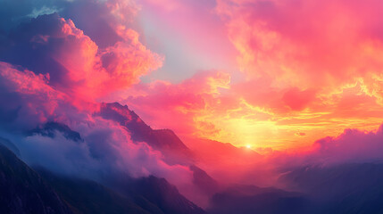 Stunning sunset sky with vibrant colors and soft light peeking through the clouds, creating a serene and captivating natural landscape. --ar 16:9 --v 6.1 Job ID: ca4f0213-1526-4371-97e1-3a32122323f0