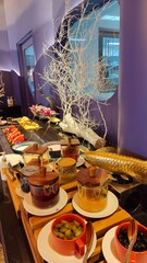 A luxury colourful breakfast buffet at a five star hotel