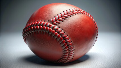 Red Leather Baseball A Close-Up Perspective of Stitched Texture and Sport - 3D Rendered Illustration, Baseball, Sport, Leather, Texture, Stitching, Red