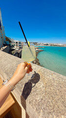 person drinking limoncello 
