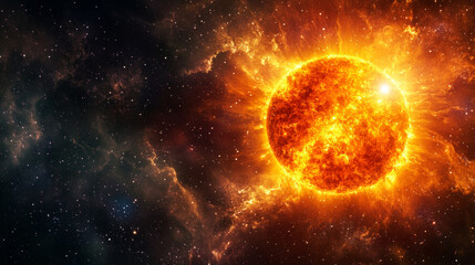 Sun, shining brightly against the darkness of space --ar 16:9 --v 6.1 Job ID: 7572cf95-2793-4a17-a5ce-f08caa9f2e03