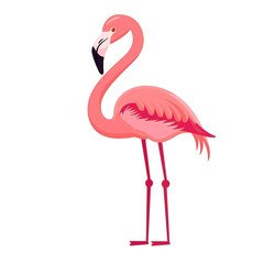 Obraz premium Cartoon Flamingo Vector Illustration in Cute Pink Style