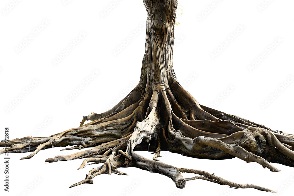 Poster root of tree isolate on white background
