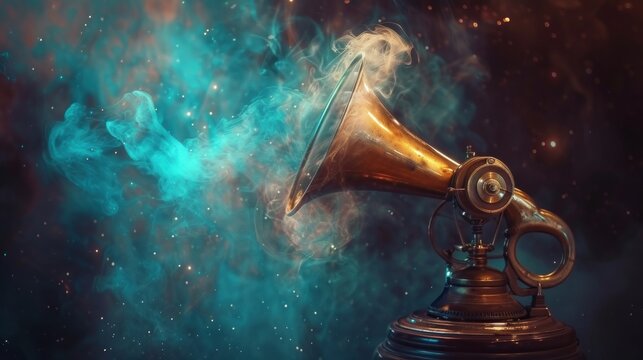 Vintage Gramophone with Smoke and Lights.