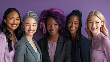 Five Confident Women In Purple Tones