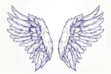 Obraz premium A pair of angel wings against a pure white background, ideal for use in spiritual or heavenly-themed designs