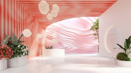 A marketing environment designed to engage the senses, with experiential elements that invite interaction. The image provides plenty of copy space for adding branding or promotional content.