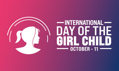 International Day of the Girl Child. October 11. Holiday concept. Template for background, banner, card, poster with text inscription. Vector EPS10 illustration