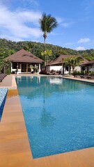 A design bungalow hotel built in Thai style Asian modern architecture on Koh Lanta in Thailand