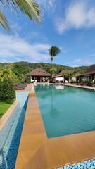A design bungalow hotel built in Thai style Asian modern architecture on Koh Lanta in Thailand