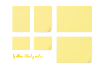 Yellow Sticky notes set with shadows.