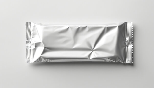 Emballage sachet plastique mockup template 3D froiss&eacute;.