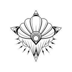 Fototapeta premium Y2k abstract shape outline vector icon. Abstract geometric icon in trendy retro 2000s style. Space cosmos galaxy concept