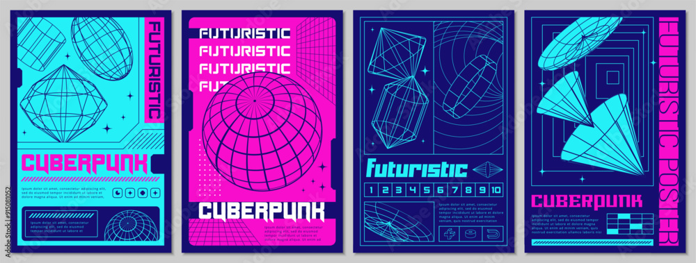 Aufkleber grid space element. futuristic sci-fi poster. cyberpunk planet. retro hud design. wireframe geometri