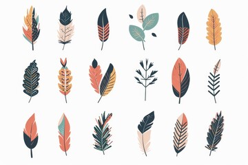 Feather icon, animal feathers isolated, doodle sketched plume symbol, elegant soft plume sign