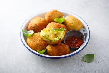 Traditional rice balls with cheese